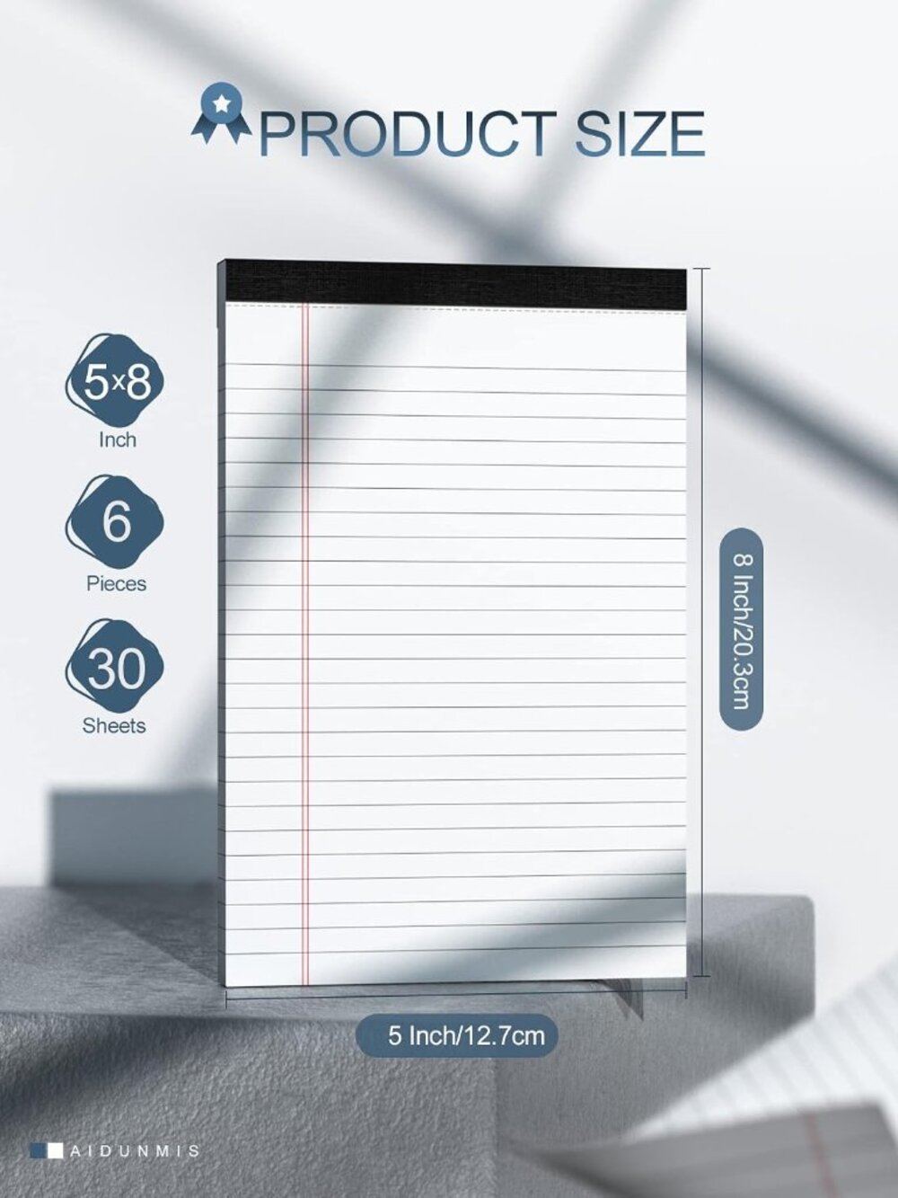 Legal Pads 5x8 Inch Writing Pads for Office Note Pads 5x8 for Work, 6 Pack - Picture 2 of 7